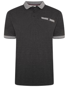 KAM Piqué-Jacquard-Poloshirt Anthrazit meliert